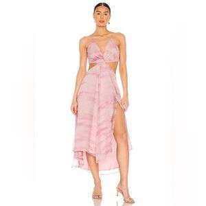 NWOT Revolve LPA Nico Rose Tie Dye Twist Front Dress - Pink (Size Small)